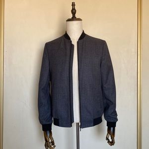 Black and Grey Check Patterned Bomber Jacket